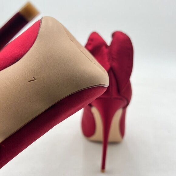 FSJ Women Retro Pointed Toe Slip on Comfort High Thin Heel Satin Pumps Stiletto - Picture 5 of 7